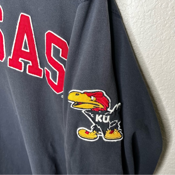 Men’s 47 Branded Kansas KU College Jayhawks Navy Half-Zip Men's Sweater XXL 2XL - Picture 3 of 8